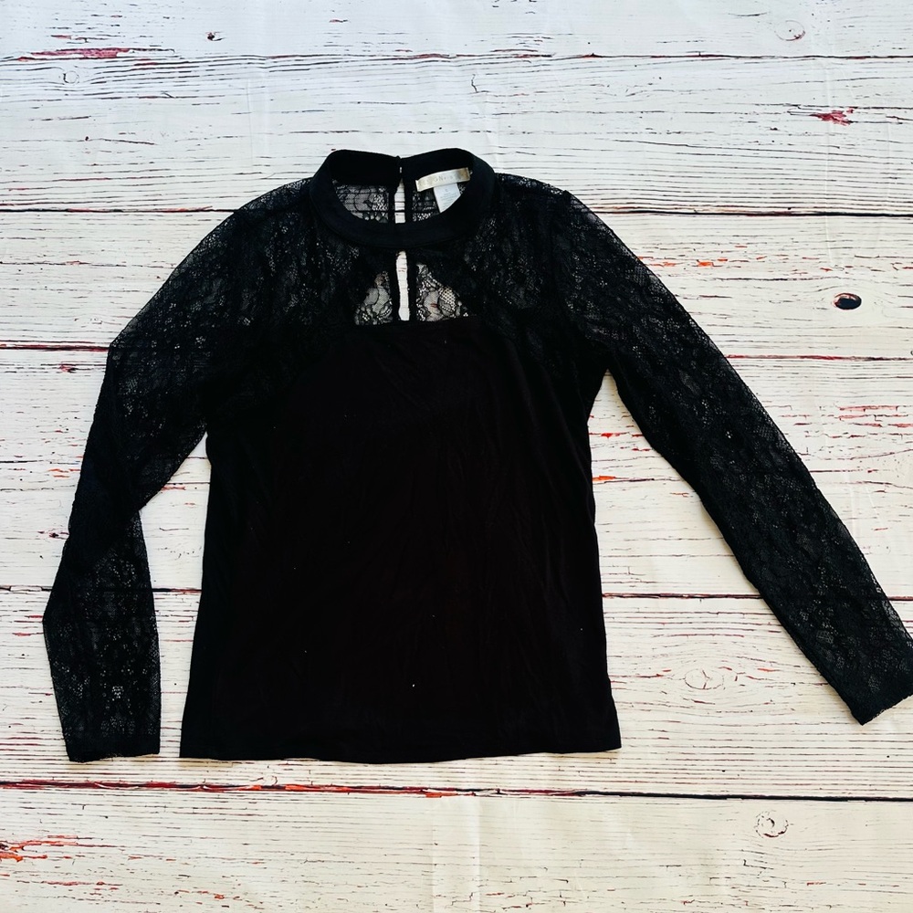 Women’s Black Lace Long Sleeve Blouse! Size S